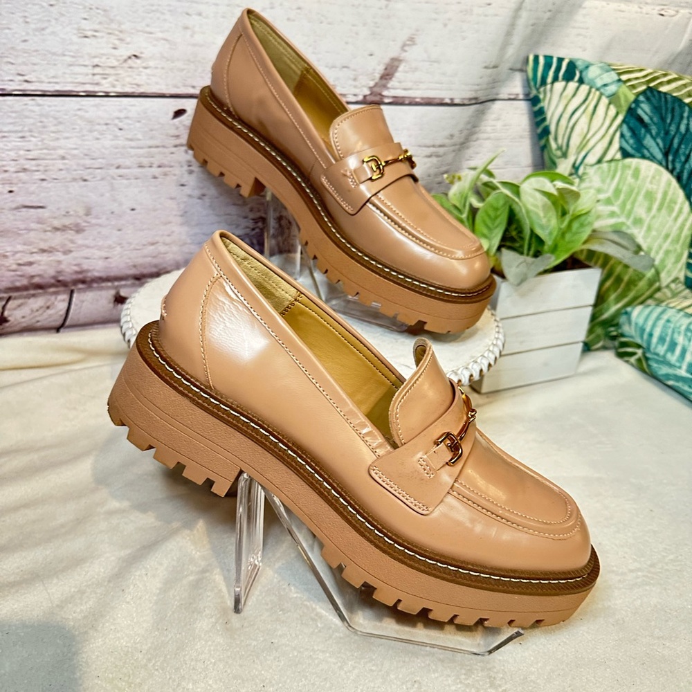 Sam Edelman Laurs Leather Women Chunky Loafer Shoes Maple Sugar/Tan Size 8.5